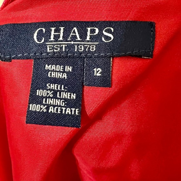 Chaps Women's Red 100% Linen Blazer & Skirt Suit Set Size 16, Size 12 Skirt‎ - Picture 7 of 9